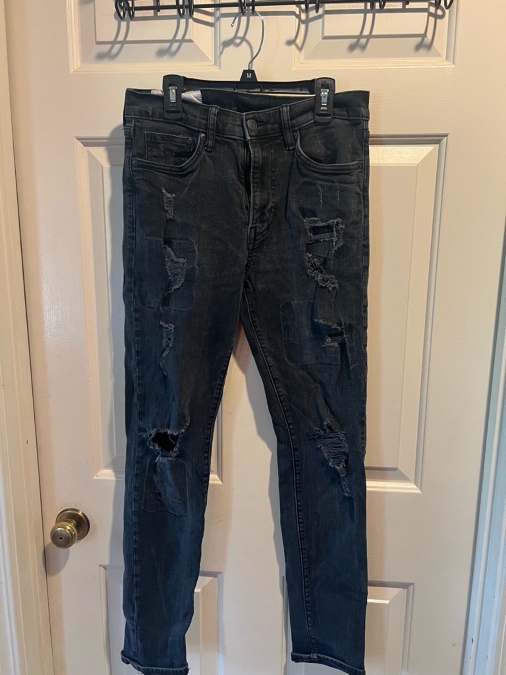 H&M Men's Distressed Black Skinny Jeans